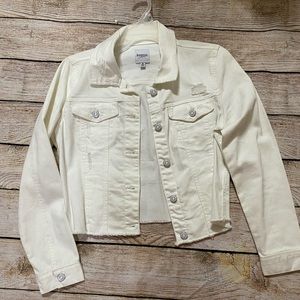 NWOT Distressed White Jean Jacket